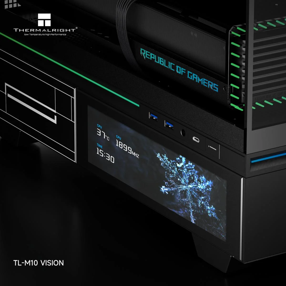 كيس ألعاب Thermalright TL-M10 VISION ARGB ميد تاور mATX مع شاشة LCD 9.16 إنش و4 مراوح - Image 3