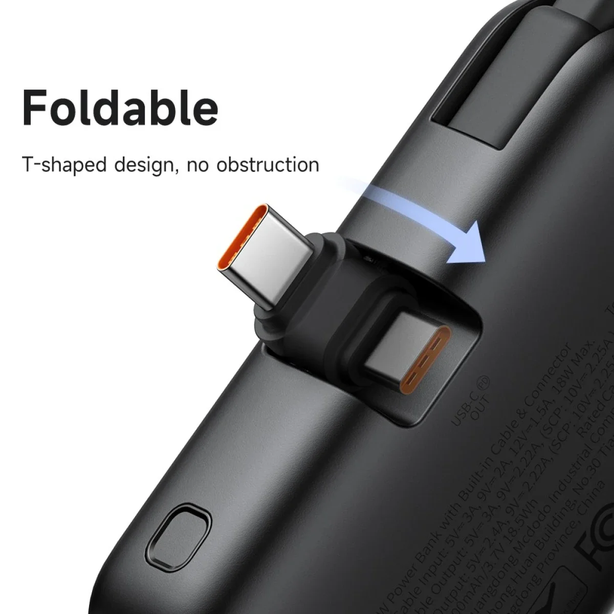 باور بانك Mcdodo MC-7760 MDD Free Kit بسعة 5000mAh وشحن 20W مع موصل USB-C وشاشة رقمية - أسود - Thumbnail 3