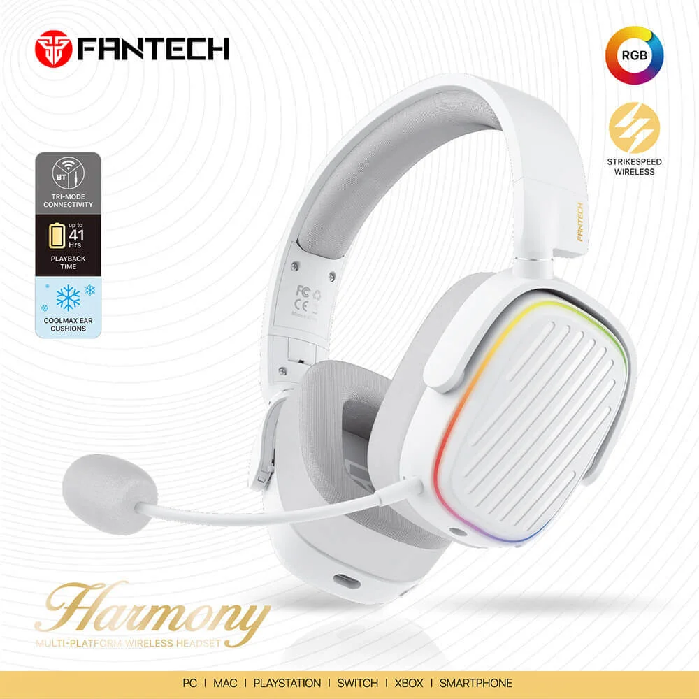 Fantech Harmony WHG02 Wireless & Bluetooth Headphone Tri-Mode Connection White - Thumbnail 2
