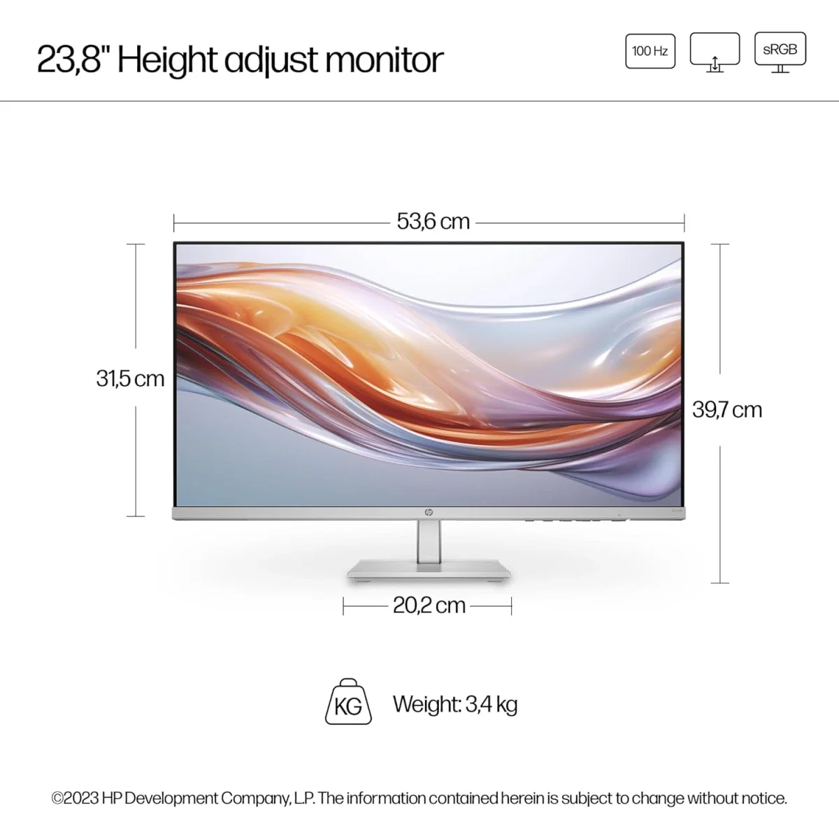 شاشة HP 524sw نحيفة للغاية 24 إنش IPS فل إتش دي 100 هرتز فضية وبيضاء - Image 3