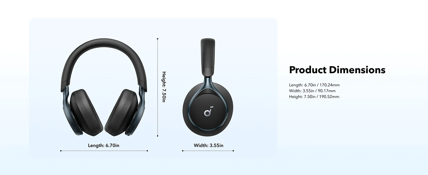 Anker Soundcore Space One ANC Wireless Headphones, LDAC, Bluetooth 5.3, Black - Thumbnail 14