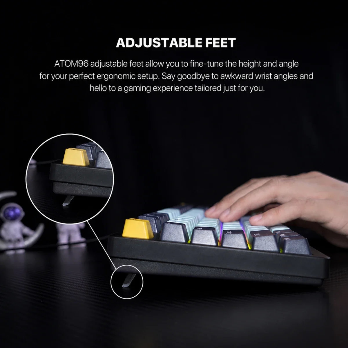 Fantech ATOM96 MK890V2 MIZU 96-Key Wired Mechanical Gaming Keyboard SkyBlue / Navy with Taro Switches - Image 4