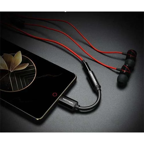 محول صوت Vention CFIBA من Type-C إلى 3.5 مم بطول 0.1 متر، معدن أسود - Image 5