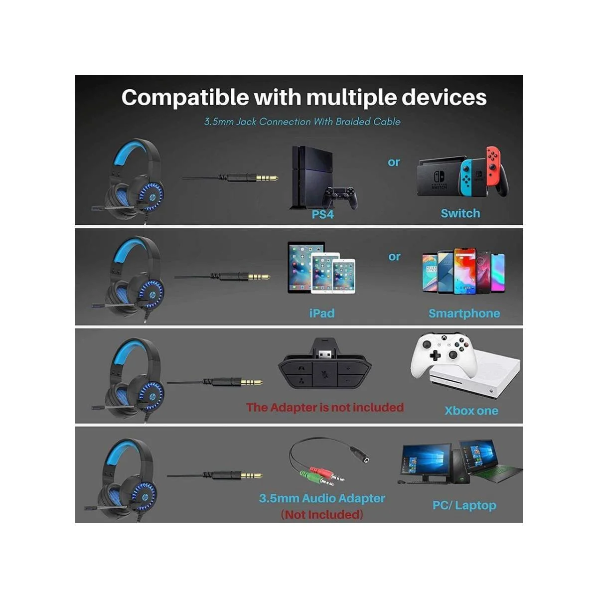HP DHE-8011UM RGB Gaming Headset with Microphone and 3.5mm AUX - Thumbnail 6