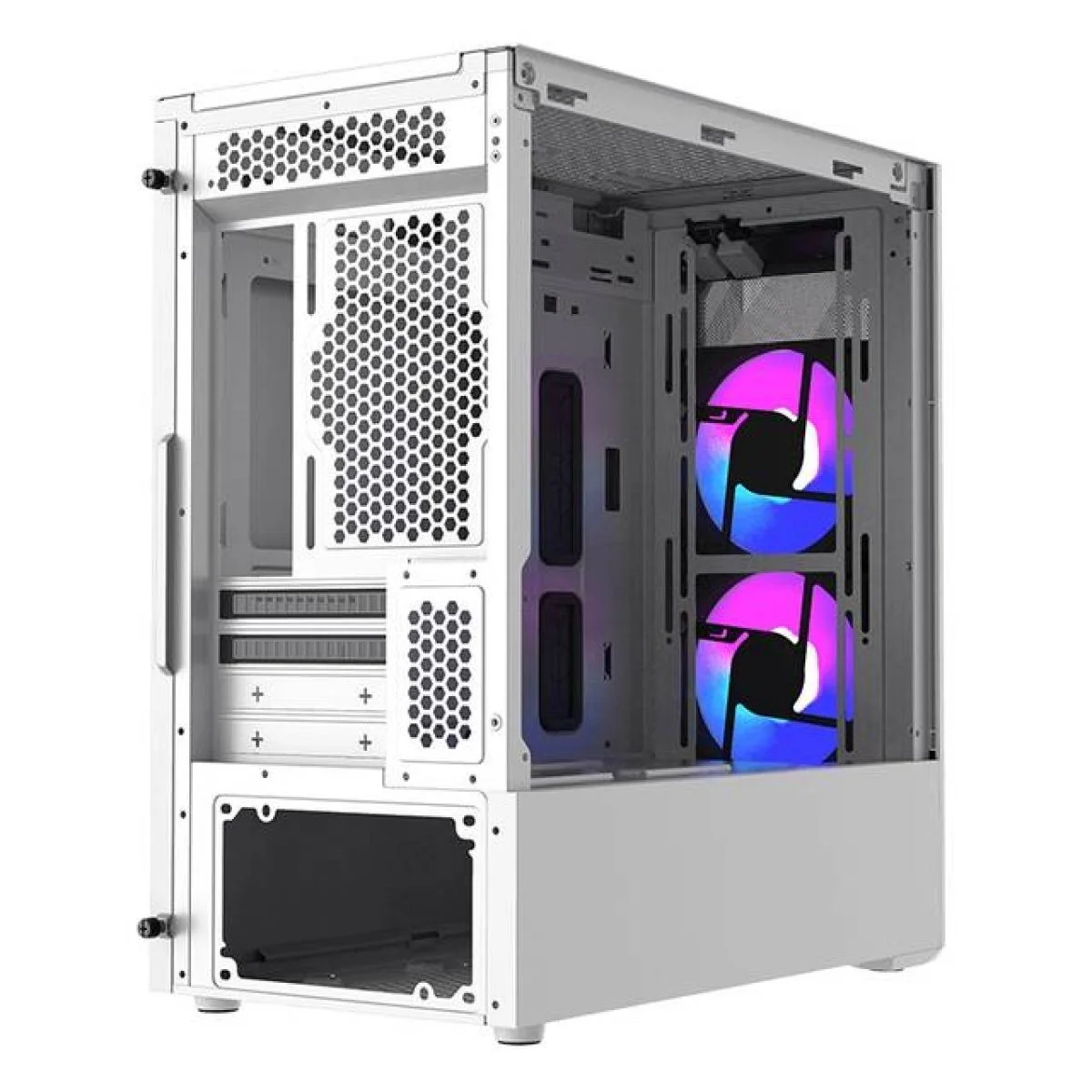 هيكل ألعاب Cooler Master ميني تاور أبيض بزجاج مقسى ومروحتين ARGB MasterBox TD300 Mesh - Thumbnail 2