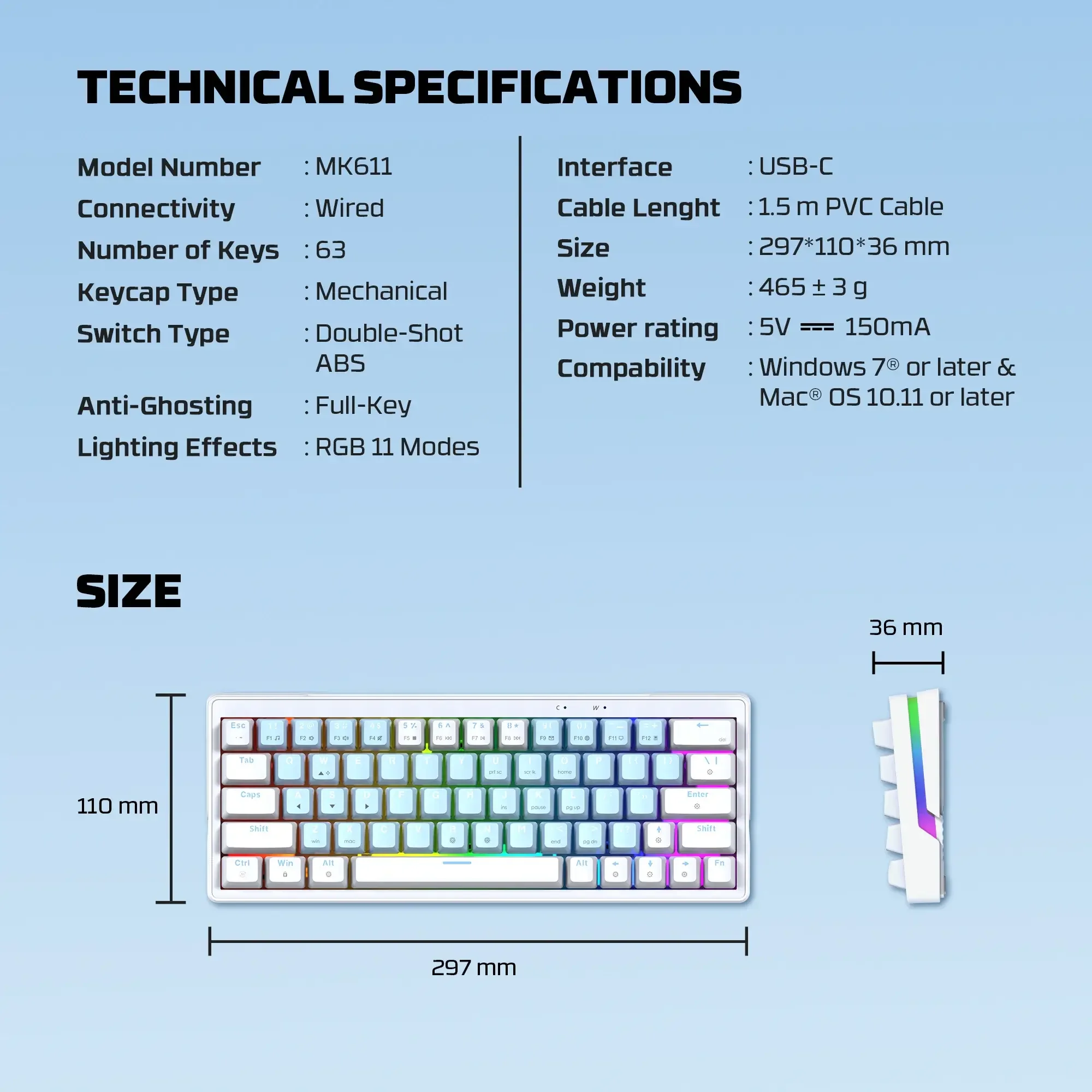 كيبورد ميكانيكي للألعاب - Fantech MK612 ATOM X83 AME Edition  - Thumbnail 6