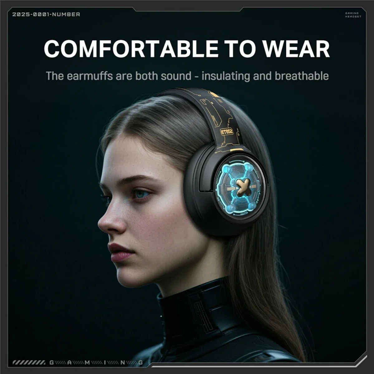 ONIKUMA GT802 Triple-Mode Wireless Gaming Headset with RGB Light, 60-Hour Battery - Black - Image 8