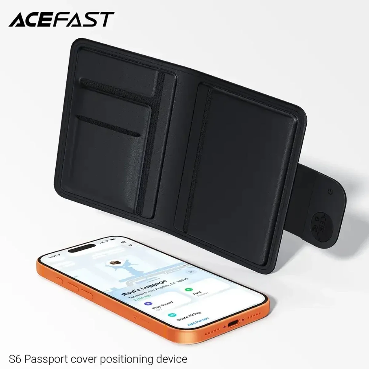 ACEFAST S6 Passport Cover Tracker with Apple Find My, Black - Thumbnail 2