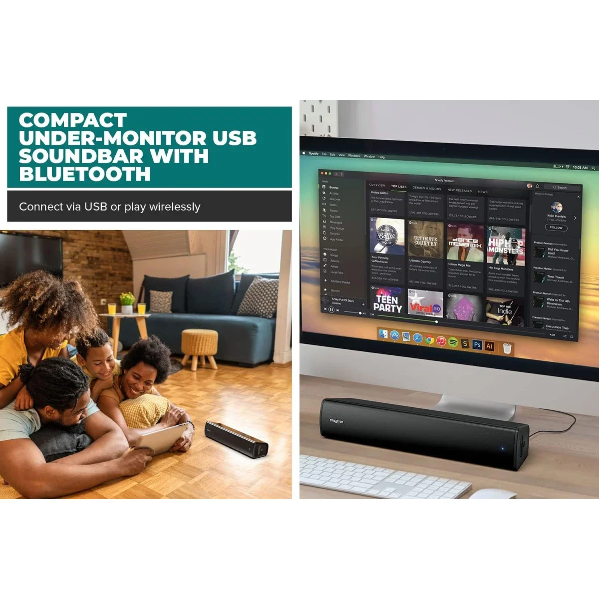 Creative Stage Air V2 USB Soundbar with Bluetooth 5.3, 6-Hour Battery and Dual Drivers - Image 2