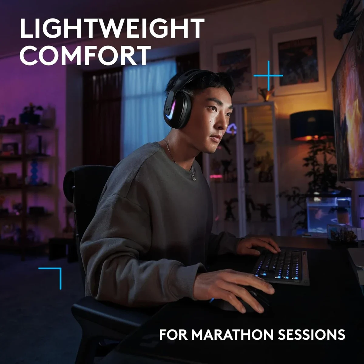 سماعة ألعاب Logitech G522 لاسلكية LIGHTSPEED مع RGB، أسود - Image 6
