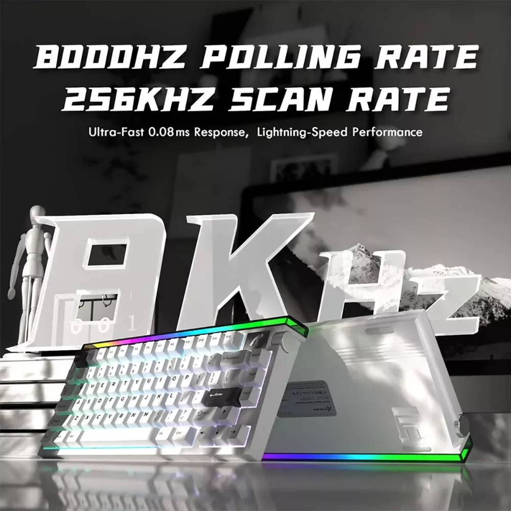 كيبورد ATTACK SHARK R85HE ميكانيكي بلون Starry White وسويتش Purple Mandrel - Thumbnail 7