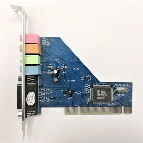 كرت صوت PCI بأربع قنوات وشريحة C-MEDIA 8738 وصوت ستيريو ثلاثي الأبعاد لويندوز 7 وXP