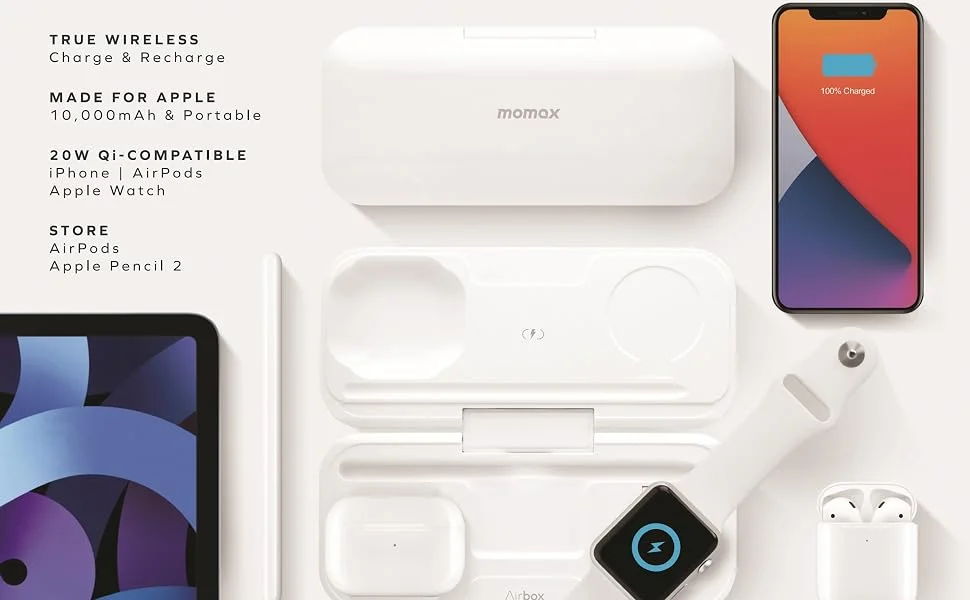 MOMAX Airbox Foldable 5-in-1 Wireless Charging Power Bank 10000mAh White - Thumbnail 8