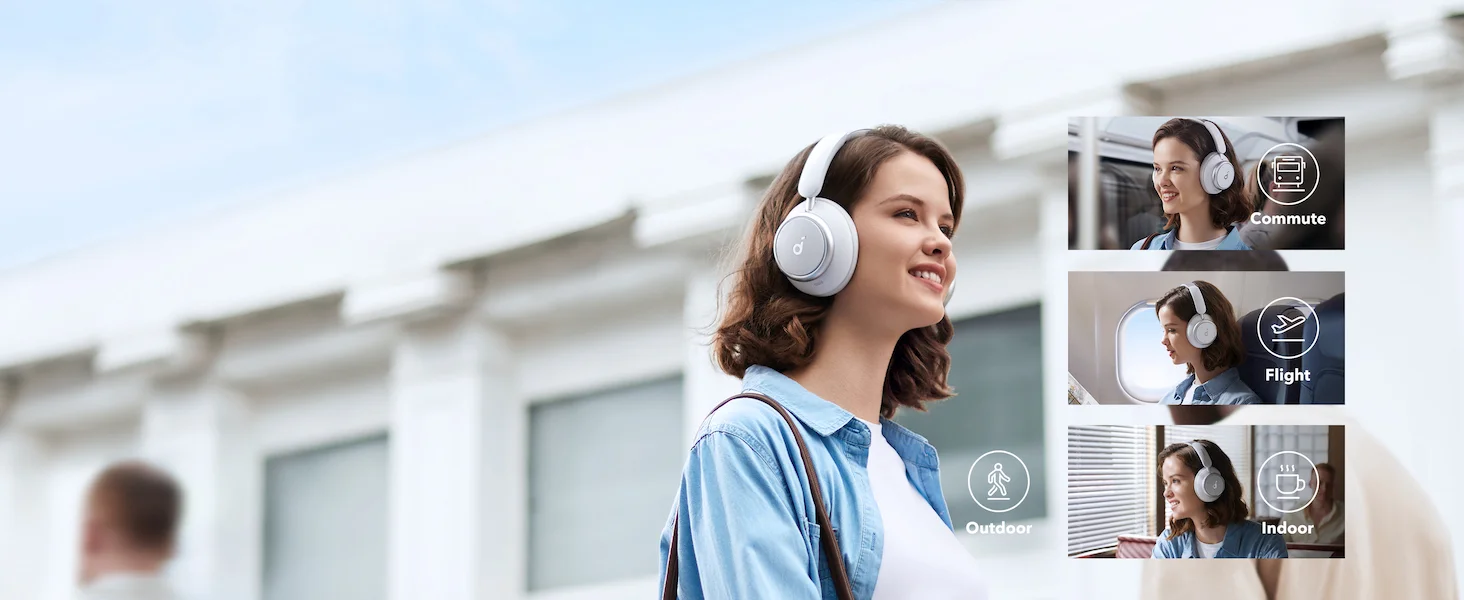 سماعات Anker Soundcore Space Q45 بعزل ضوضاء تكيفي ANC، تشغيل 50 ساعة، أبيض - Thumbnail 9