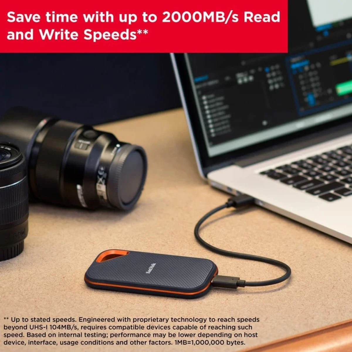 وحدة تخزين SSD محمولة SanDisk Extreme Pro بسعة 2TB بسرعة تصل إلى 2000MB/s ومنفذ USB-C وUSB 3.2 Gen 2x2 خارجية - Thumbnail 5