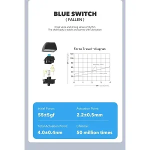 كيبورد DarkFlash GD108 ميكانيكي Starry Blue، 108 مفاتيح، سويتشات صفراء، لاسلكي 2.4GHz وسلكي - Image 19