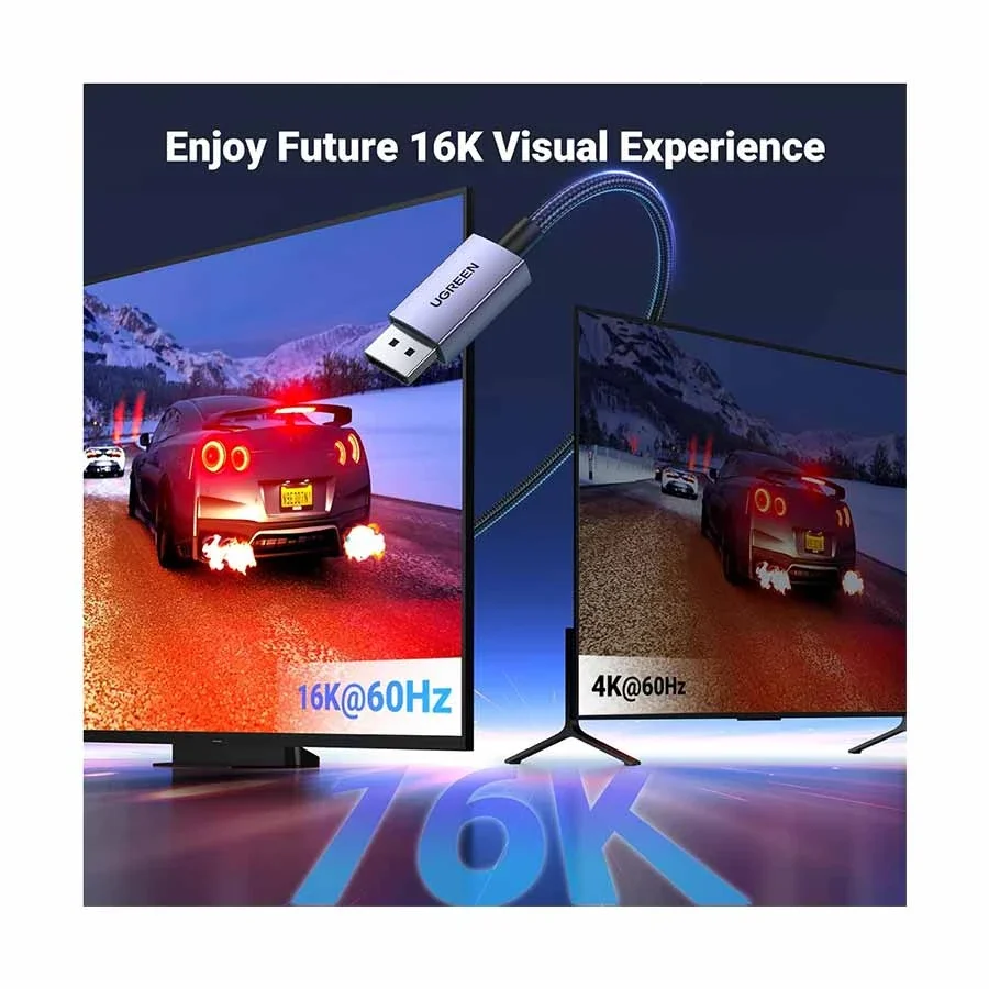 Ugreen DP118 15383 DisplayPort 2.1 Cable 80Gbps 16K@30Hz VESA Certified 1m - Image 3