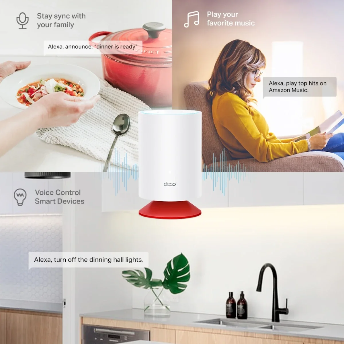 TP-LINK Deco Voice X20 AX1800 Mesh Wi‑Fi 6 System with Alexa Built-In, Dual-Band, White, 2-Pack - Image 3