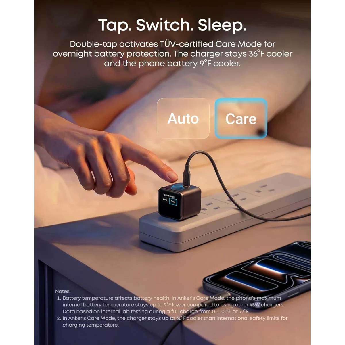 Anker A121D Nano 45W GaN USB-C Smart Display Wall Charger - Black - Image 7
