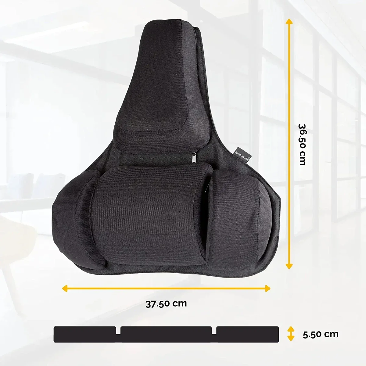 مسند دعم للظهر Fellowes Professional Series Ultimate Back Support بثلاثة أقسام من إسفنج الذاكرة، أسود - Image 2