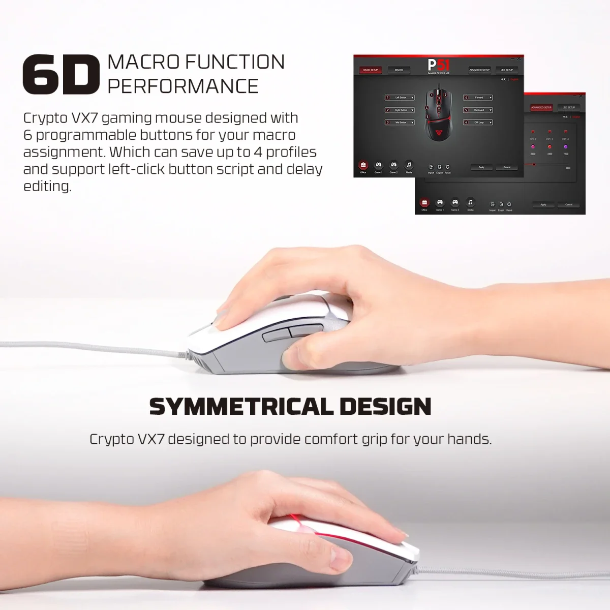 طقم ألعاب Fantech P51 سلكي 5 في 1 مع لوحة مفاتيح وماوس وسماعة وماوس باد وحامل - أبيض - Image 4