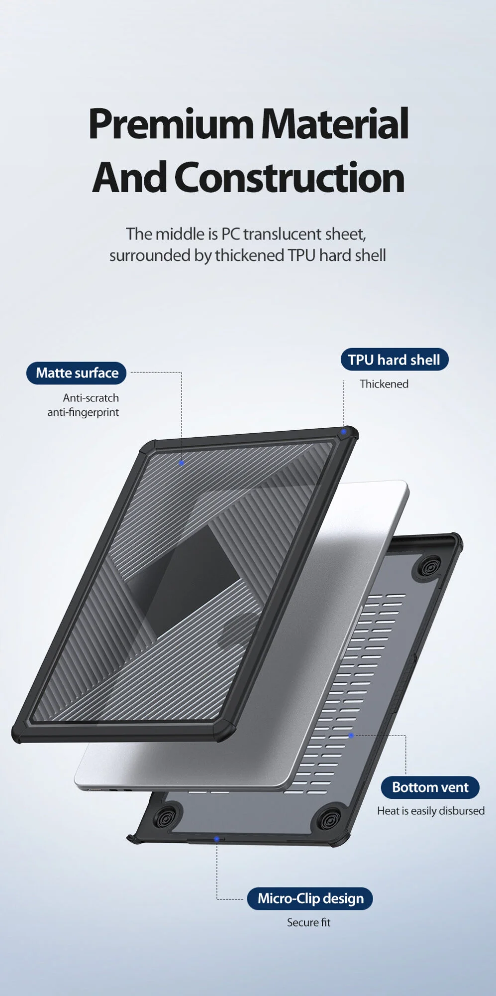 غطاء حماية صلب DUX DUCIS LCGH Series لجهاز Apple MacBook Air مقاس 13.6 إنش (2022/2024) باللون الأسود - Image 11