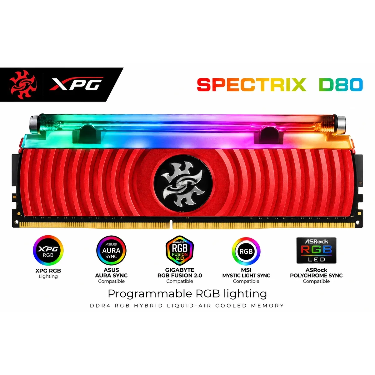 ADATA XPG SPECTRIX D80 8GB DDR4 4133MHz CL19 RGB Desktop RAM – Red - Thumbnail 2