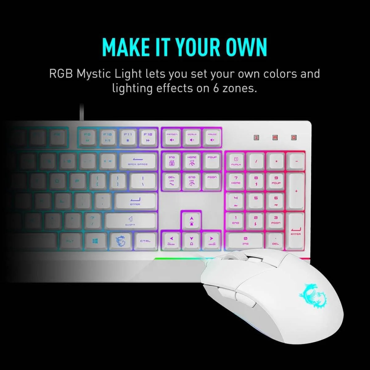 كيبورد ألعاب MSI Vigor GK30 RGB بإضاءة RGB 6 مناطق أبيض - Thumbnail 4