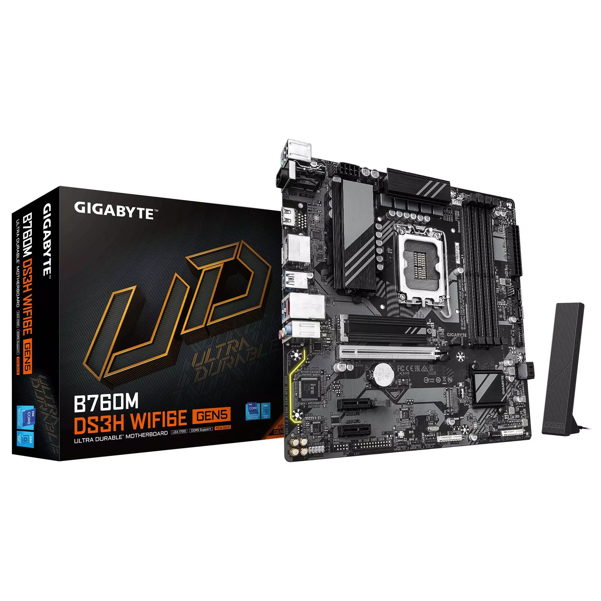 لوحة أم GIGABYTE UD DDR5 بمقبس LGA 1700 لمعالجات Intel الجيل 14/13/12 B760M DS3H WIFI6E GEN5