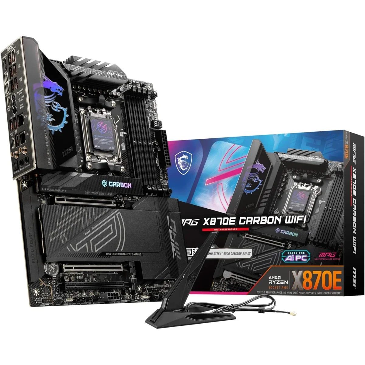 MSI MPG X870E Carbon Wi-Fi AM5 ATX Motherboard DDR5 4x M.2 Wi-Fi 7 Black