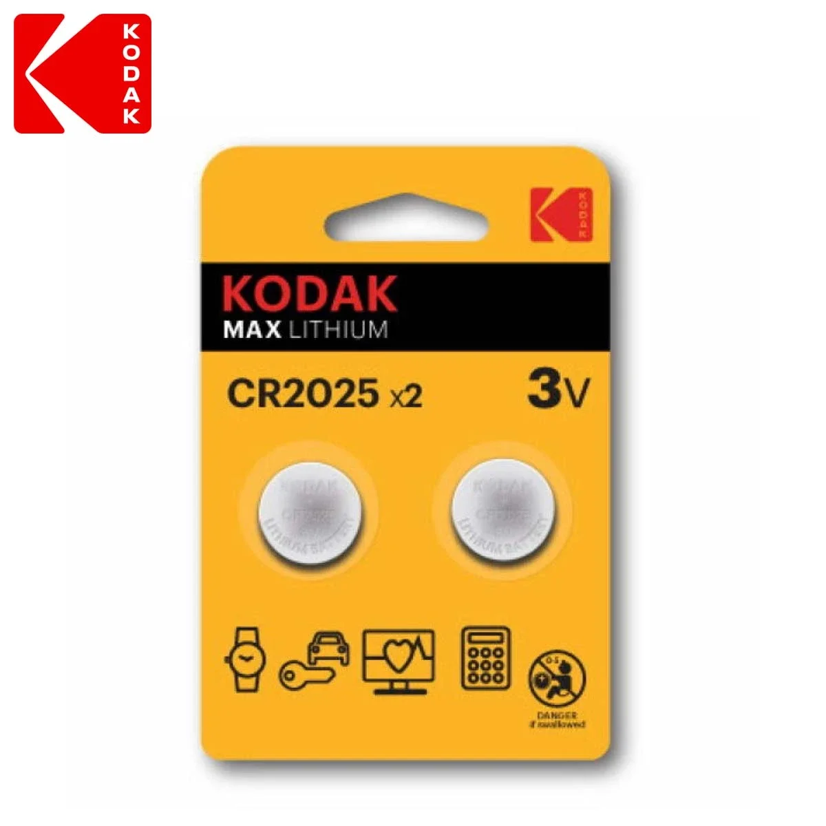 بطاريات Kodak Max Lithium CR2025 بجهد 3 فولت، عبوة 2
