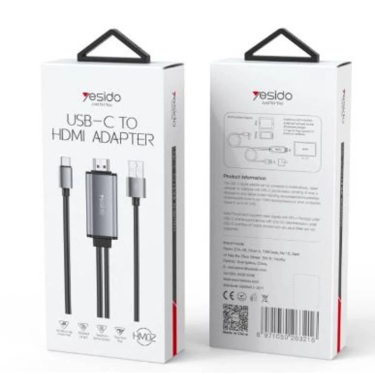 كيبل فيديو YESIDO HM02 من Type-C إلى HDMI بطول 2 متر 4K 60Hz - Image 4