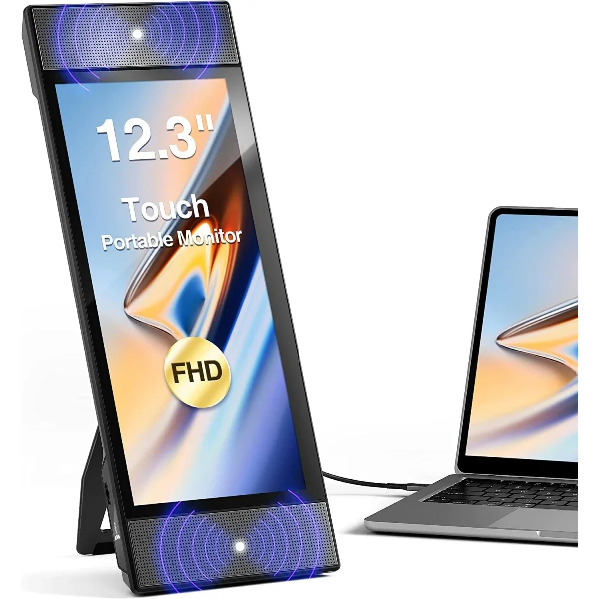 شاشة محمولة V2COM L2 IPS HD تعمل باللمس 13 إنش