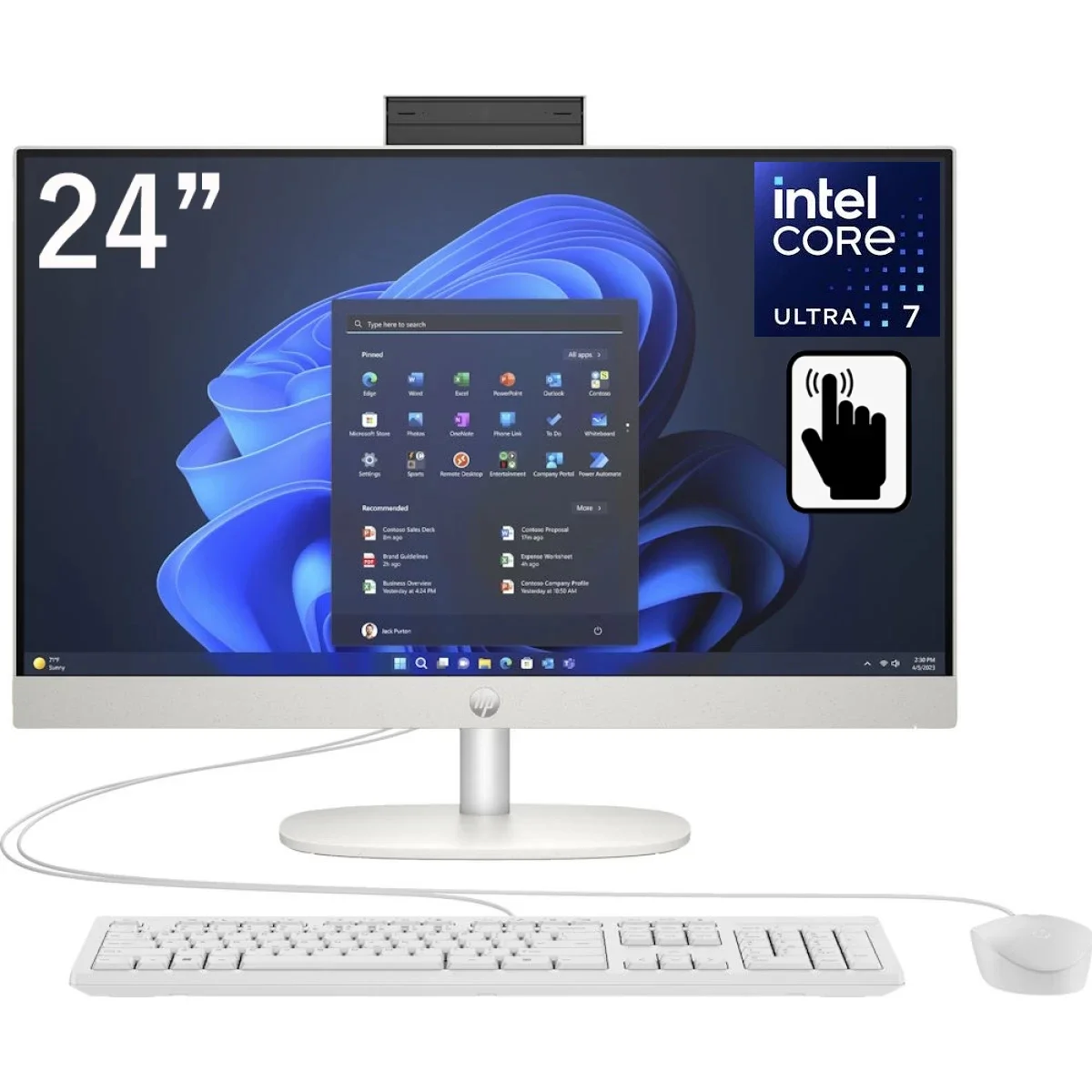 HP All-in-One 24-cr1003ne PC Intel Core Ultra 7 155U 24 Inch IPS Touch Full HD White
