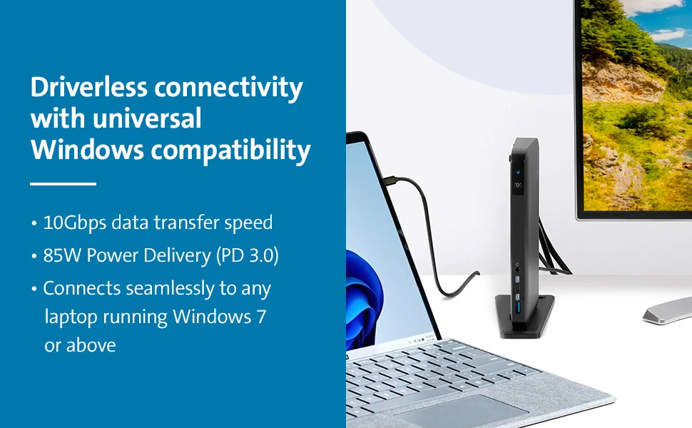 Kensington SD4845P 9-in-1 USB-C Docking Station for Microsoft Surface with Triple Display, 10Gbps, 85W PD - Black - Image 9