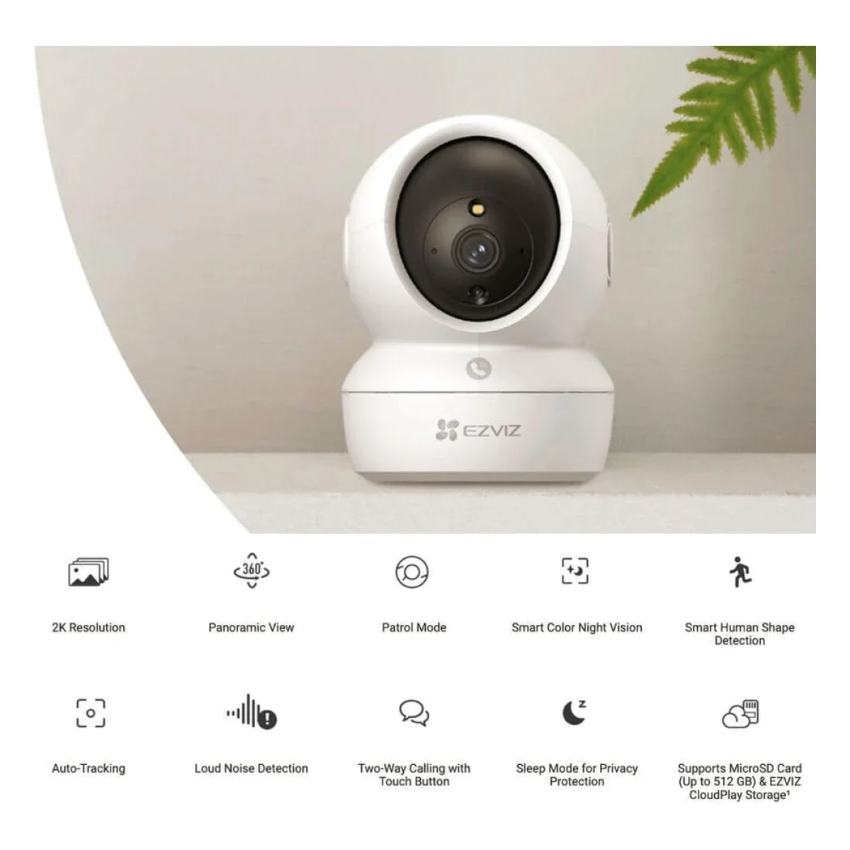 Ezviz H6c Pro 2K Indoor Pan & Tilt Wi-Fi Camera with Auto-Tracking - Image 2