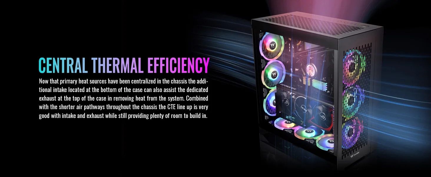 هيكل كمبيوتر Thermaltake CTE E600 MX E-ATX ميد تاور مع كابل Riser بطول 400mm PCIe 4.0 - أسود - Thumbnail 19