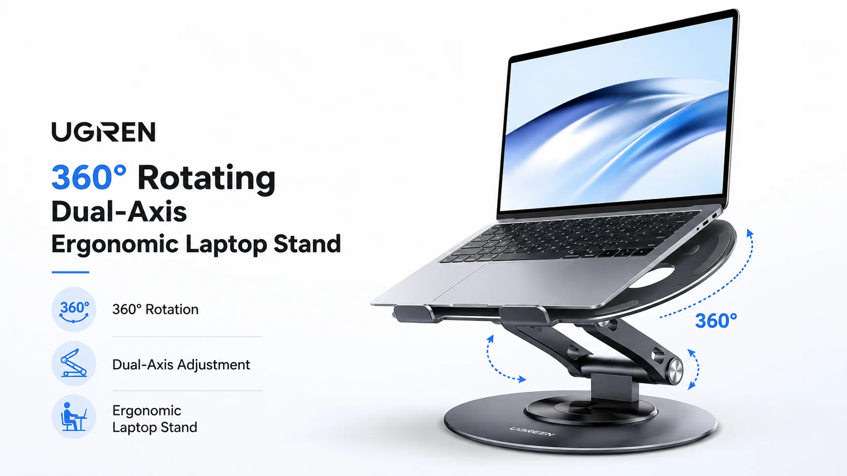 Ugreen 45418 360° Rotating Dual-Axis Ergonomic Laptop Stand - Image 9