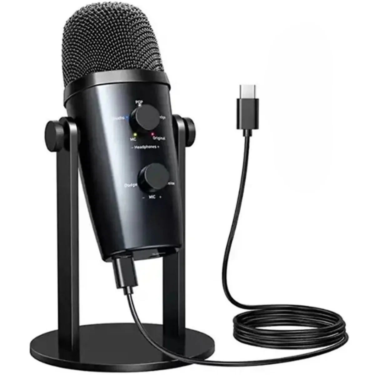ميكروفون مكثف مكتبي احترافي Jmary MC-PW10 USB مع 4 أوضاع صوت - أسود