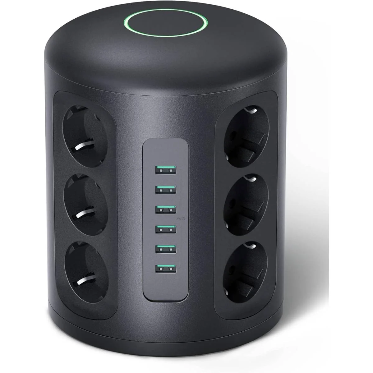 مشترك كهرباء عمودي AUKEY PA-S14 PowerHub XL واقي من زيادة التيار 12 مخرج و6 منافذ USB-A وكابل 2 متر