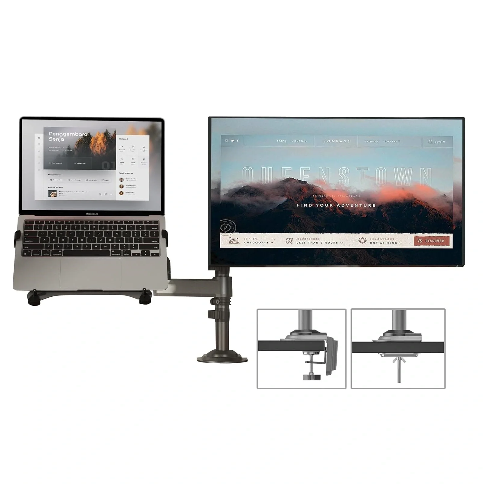 North Bayou H180 Monitor Stand with FP-2 Laptop Mount for 22-32 Inch Monitors - Image 4