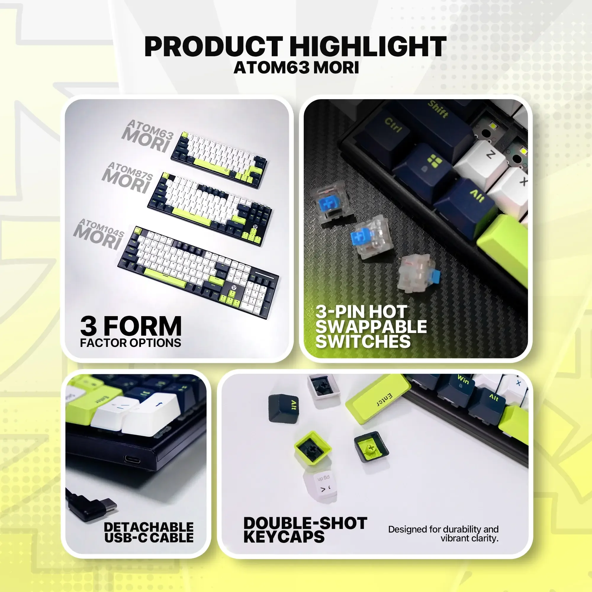 Fantech ATOM63 MK874V2 Mechanical Keyboard Mori Edition Blue - Thumbnail 6