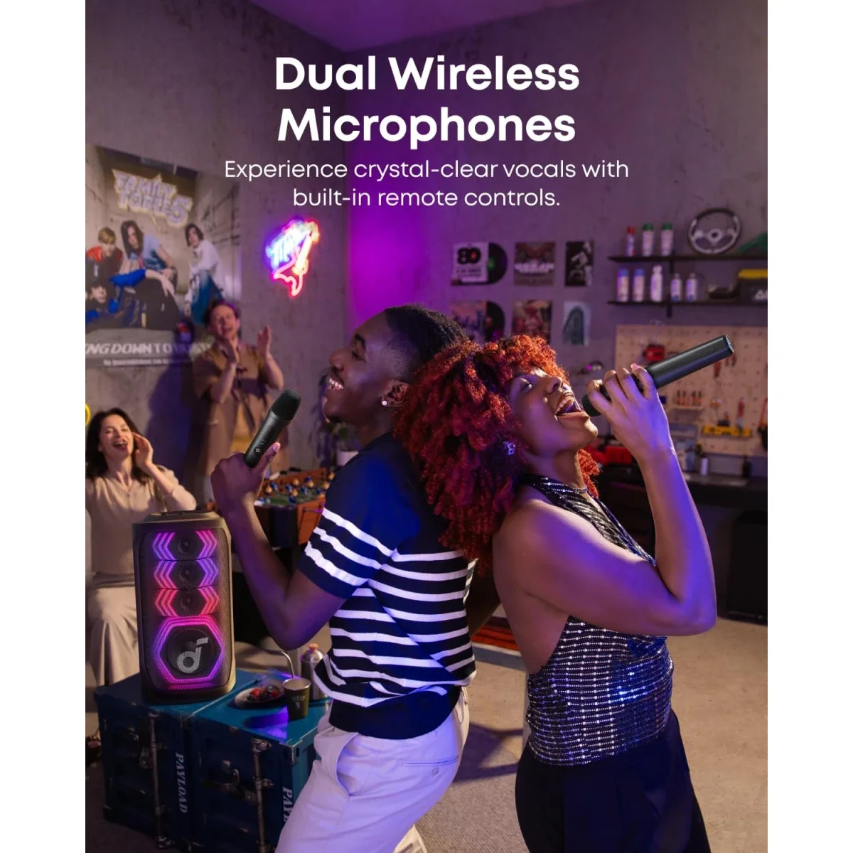 Anker Soundcore Rave 3S AI Party Speaker with 2 Wireless Microphones, 200W, Bluetooth, Black - Thumbnail 5