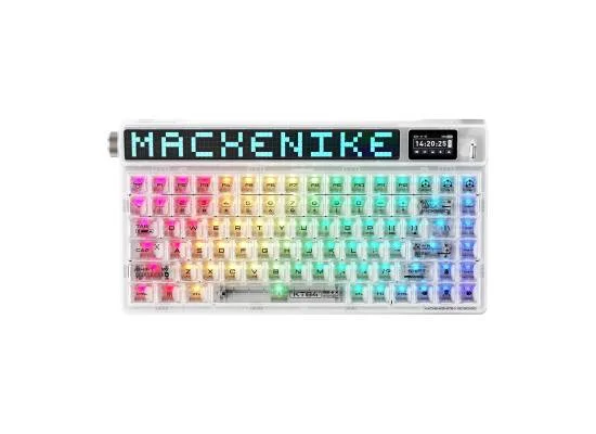 كيبورد ميكانيكي Machenike KT84 بـ84 مفتاح واتصال ثلاثي وشاشة LED Matrix وTFT وسويتشات Gateron Yellow - أبيض - Image 3