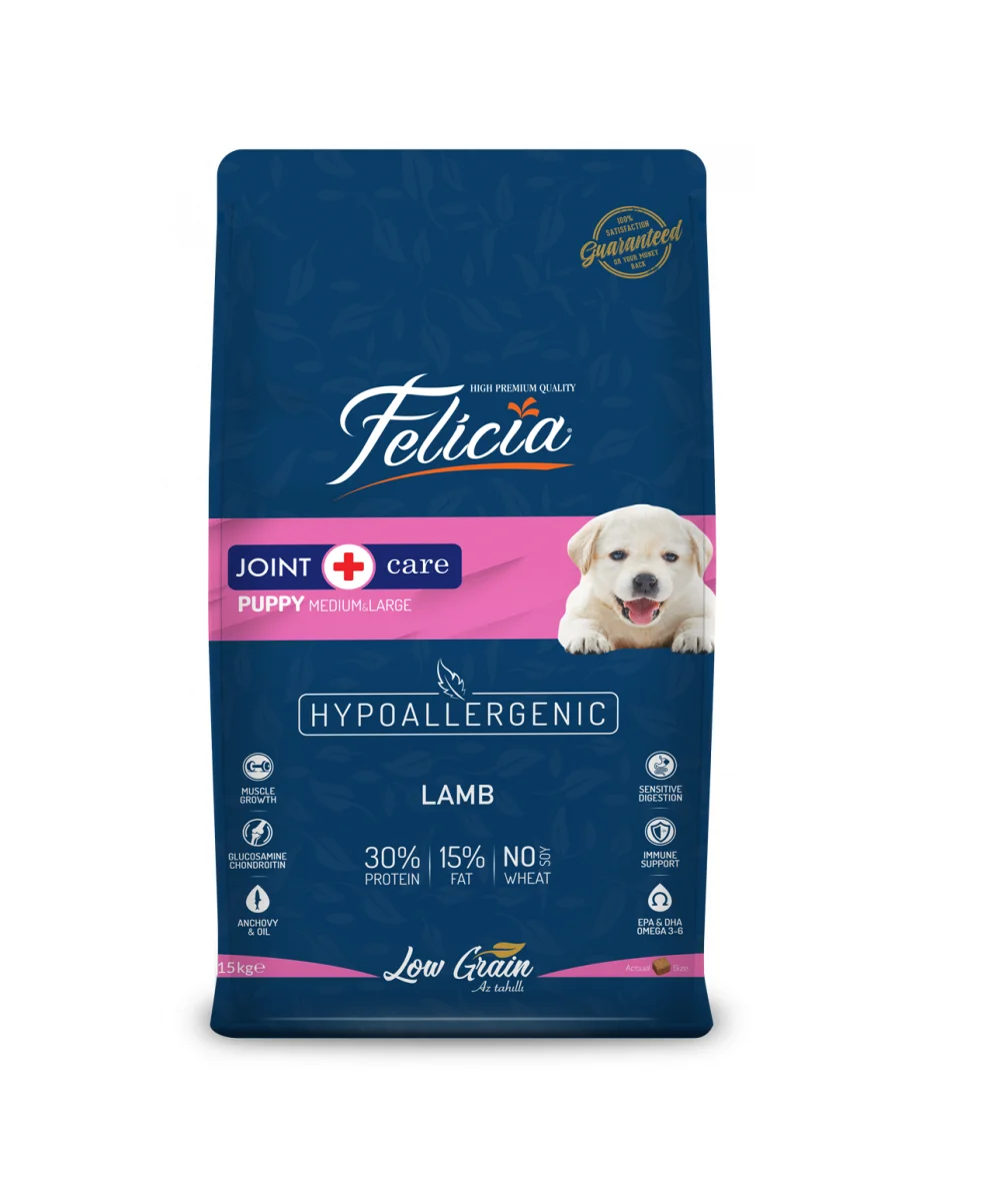 طعام جاف للكلاب Felicia Joint Care Puppy بنكهة لحم الضأن للجراء متوسطة وكبيرة الحجم
