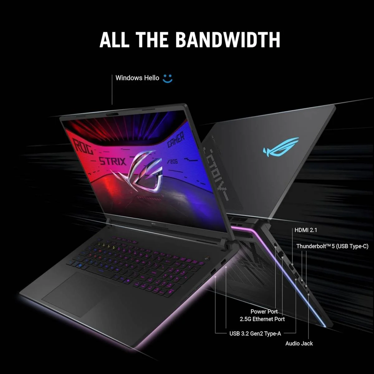 لابتوب ألعاب Asus ROG Strix SCAR G635LW-S5098 بمعالج Ultra 9 275HX وكرت RTX 5080 16GB ورام 32GB وSSD سعة 1TB وشاشة ROG Nebula مقاس 16 إنش 2.5K IPS بتردد 240Hz وWindows 11 - Thumbnail 4