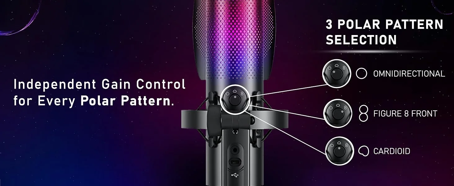 ميكروفون مكثف للألعاب Boya K9 RGB USB-C مع طقم فلتر بوب وحامل مضاد للصدمات - أسود - Image 11