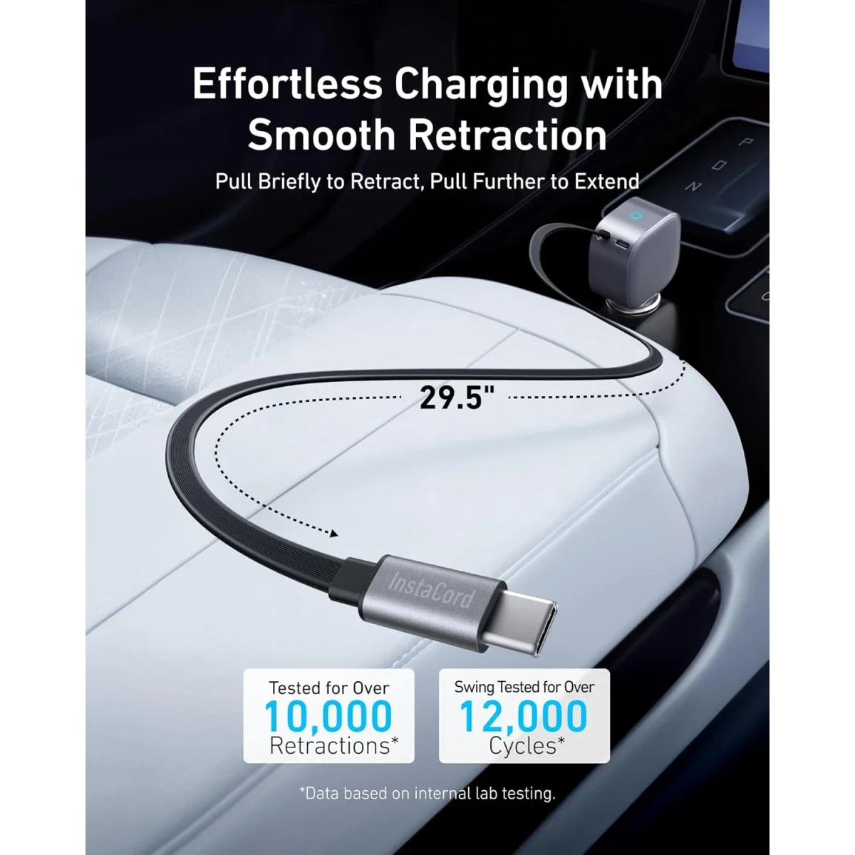 شاحن سيارة Anker USB-C بقدرة 75 واط مع كابل قابل للسحب - Thumbnail 4