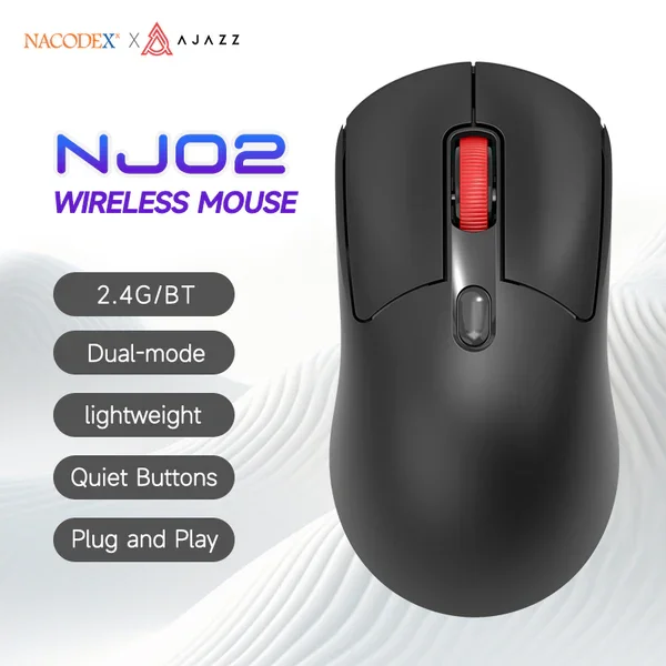 ماوس AJAZZ NJ02 لاسلكي بأزرار هادئة – 2.4G وبلوتوث – أسود - Image 7