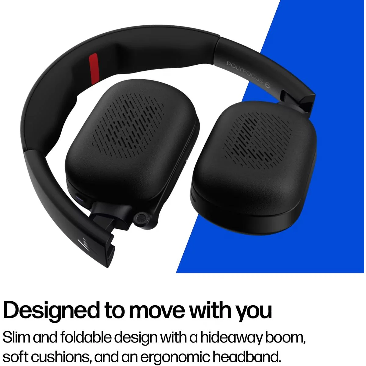 Poly Focus 625 Fold Stereo Bluetooth Headset, Hybrid ANC, 4 Noise-Cancelling Microphones, Up to 25 Hours Talk Time, Foldable - Image 2